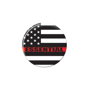 Essential Personnel Button Black/White/Red - Bulk 6 Pack