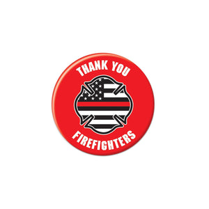 Thank You Firefighters Button- Red - Bulk 6 Pack