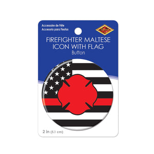 Beistle Firefighter Maltese Icon with Flag Button (Case of 6)