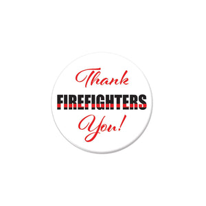 Thank You! Firefighters Button- Red and Black - Bulk 6 Pack