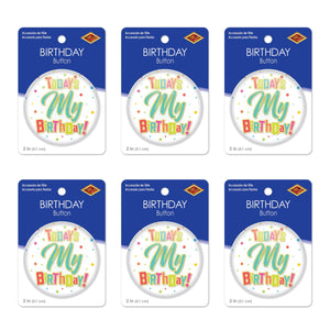 Beistle Today's My Birthday Button (Case of 6)