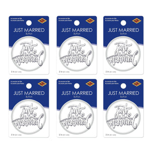 Just Married Button (Case of 6)