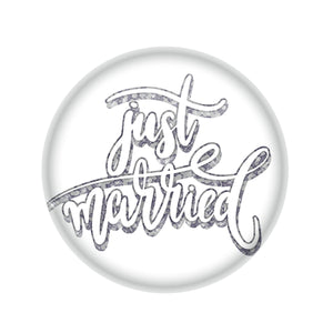 Just Married Button - White - Bulk 6 Pack