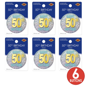 50th Birthday Button (Case of 6)