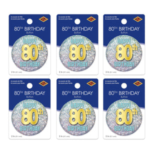 80th Birthday Button (Case of 6)