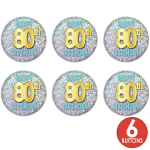 80th Birthday Button (Case of 6)