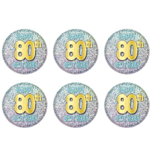 80th Birthday Button (Case of 6)