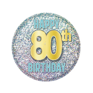 80th Birthday Button - Bulk 6 Pack