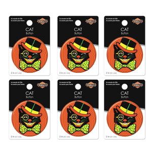 Vintage Halloween Cat Button (Case of 6)