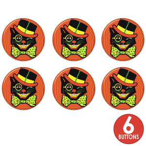 Vintage Halloween Cat Button (Case of 6)