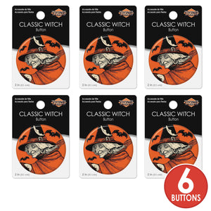 Vintage Halloween Classic Witch Button (Case of 6)