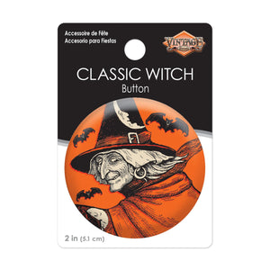 Vintage Halloween Classic Witch Button (Case of 6)