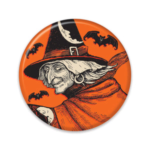 Vintage Halloween Classic Witch Button - Bulk 6 Pack