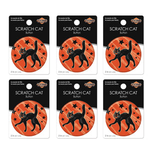 Vintage Halloween Scratch Cat Button (Case of 6)