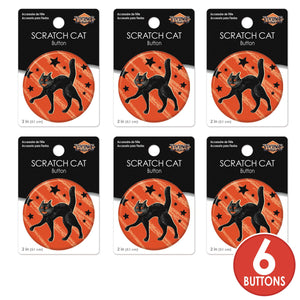 Vintage Halloween Scratch Cat Button (Case of 6)