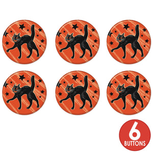 Vintage Halloween Scratch Cat Button (Case of 6)