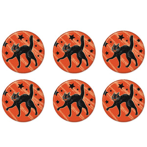 Vintage Halloween Scratch Cat Button (Case of 6)