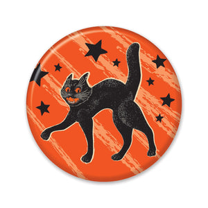 Vintage Halloween Scratch Cat Button - Bulk 6 Pack