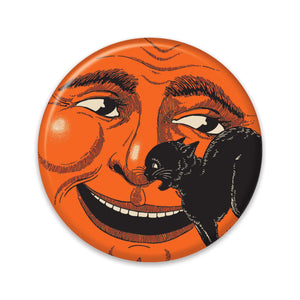 Vintage Halloween Cat & Moon Button - Bulk 6 Pack