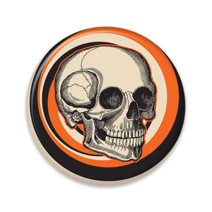 Vintage Halloween Skull Button -Orange - Bulk 6 Pack