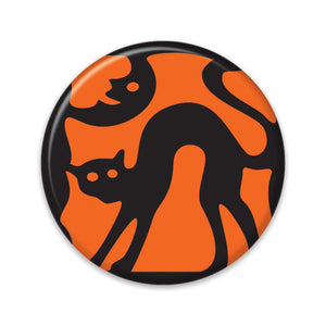 Vintage Halloween Cat Silhouette Button - Bulk 6 Pack