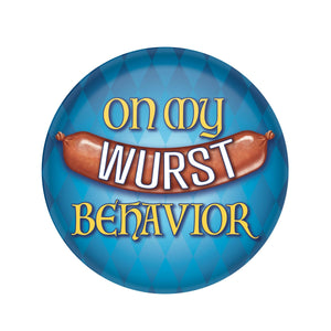 Oktoberfest On My Wurst Behavior Button - Bulk 6 Pack