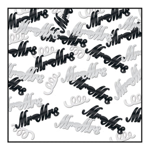 Mr/Mrs Wedding Confetti - black/silver (0.5 Oz/Pkg) - Bulk/6 Packages