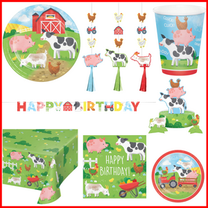 Farm Animals Birthday Party Kit for 8 (46 Total Items)