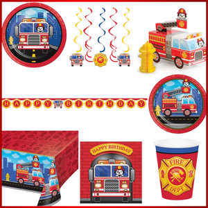 Fire Truck Birthday Party Kit for 8 (48 Total Items)