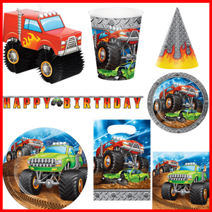 Monster Truck Birthday Kit for 8 (58 Total Items)