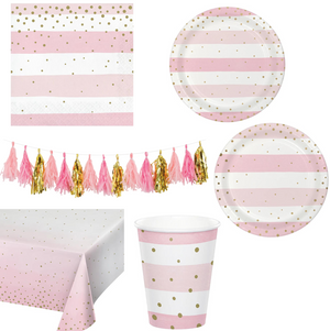 Pink and Gold Birthday Kit for 8