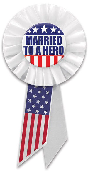 Married To A Hero Rosette - Bulk 6 Pack