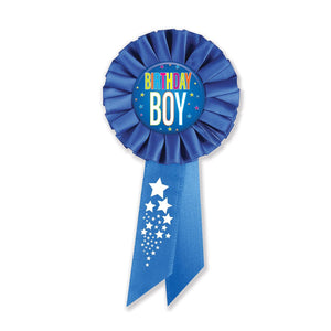 Birthday Boy Rosette With Stars - Bulk 6 Pack