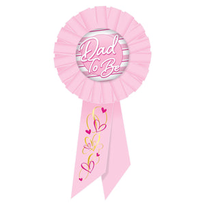 Dad To Be Rosette - pink - Bulk 6 Pack