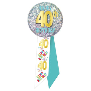 40th Birthday Rosette - Bulk 6 Pack