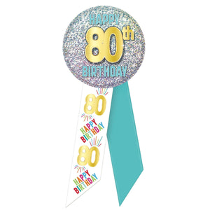 80th Birthday Rosette - Bulk 6 Pack