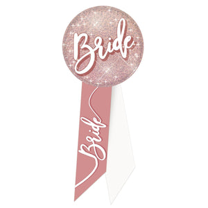 Bride Rosette- Pink and White - Bulk 6 Pack