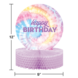 Bulk Pack of 2 Tie Dye Party Happy Birthday Centerpiece