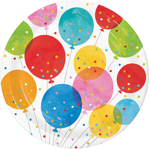 Bulk Pack of 16 Confetti Balloons Dinner Plate