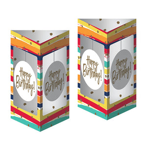 Bulk Pack of 4 Birthday Stripes 3D Centerpiece w/Danglers