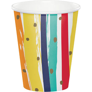 Bulk Pack of 16 Birthday Stripes Hot/Cold Cup 9Oz