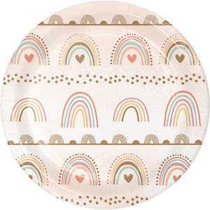 Bulk Pack of 24 Boho Rainbow Paper Dessert Plate