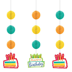 Bulk Pack of 6 Festive Cake Hanging Cutouts w/ Honeycomb