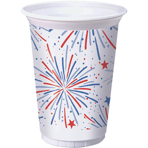 Bulk Pack of 16 Fun Fireworks Printed Plastic 16 oz Cups