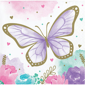 Bulk Pack of 48 Butterfly Shimmer Beverage Napkin