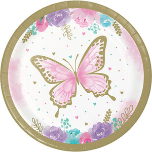 Bulk Pack of 24 Butterfly Shimmer Paper Dessert Plate