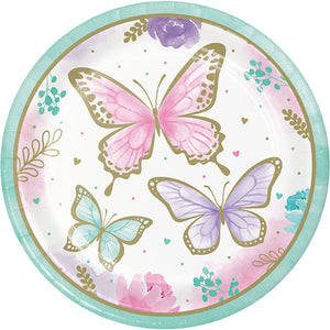 Bulk Pack of 16 Butterfly Shimmer Dinner Plate