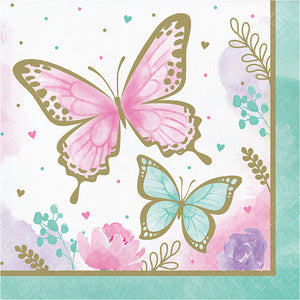 Bulk Pack of 32 Butterfly Shimmer Luncheon Napkin