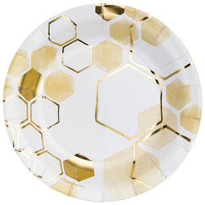 Bulk Pack of 16 Honeycomb Paper/Foil Dessert Plate