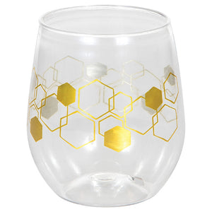 Bulk Pack of 3 Honeycomb 14oz Stemless Wine Glass